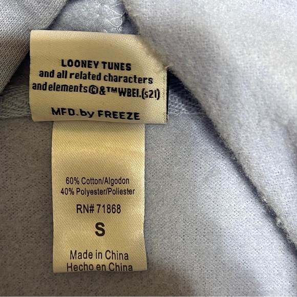 Looney Tunes Womens Bugs Bunny, Tweety Bird, etc Light Blue Graphic Hoodie Small - Picture 4 of 8